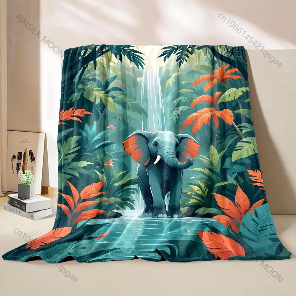 Cartoon Animal Park Printed Blanket Warm and Soft for Home Travel Blanket Sofa Bedding Camping Picnic Car Office Cover Blanket