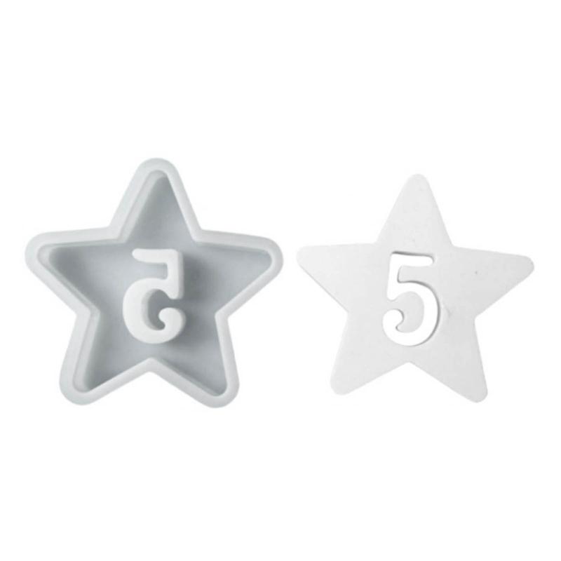 Hollow Number Silicone Molds Star Shape Castings Mould Epoxys Resin Mould DIY Baking Molds Candle Molds Home Decorations