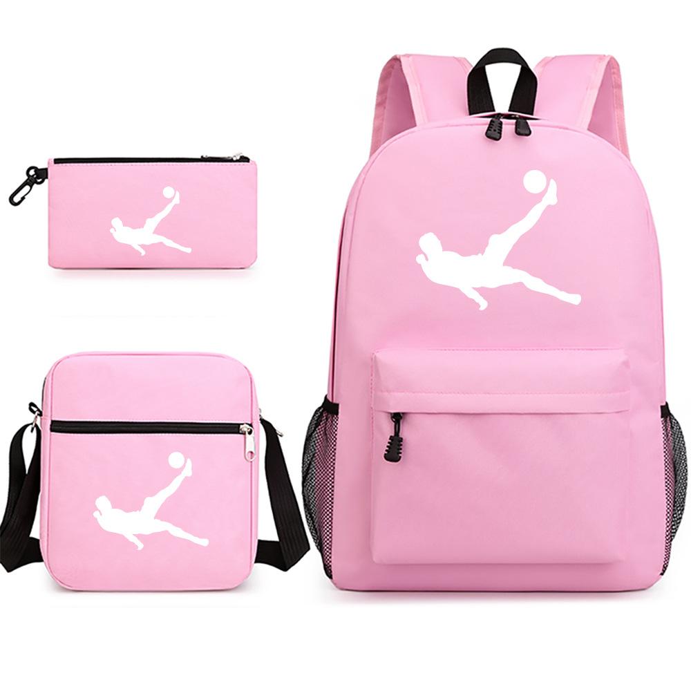 Large capacity schoolbag with shoulder strap; student three-piece pencil case set