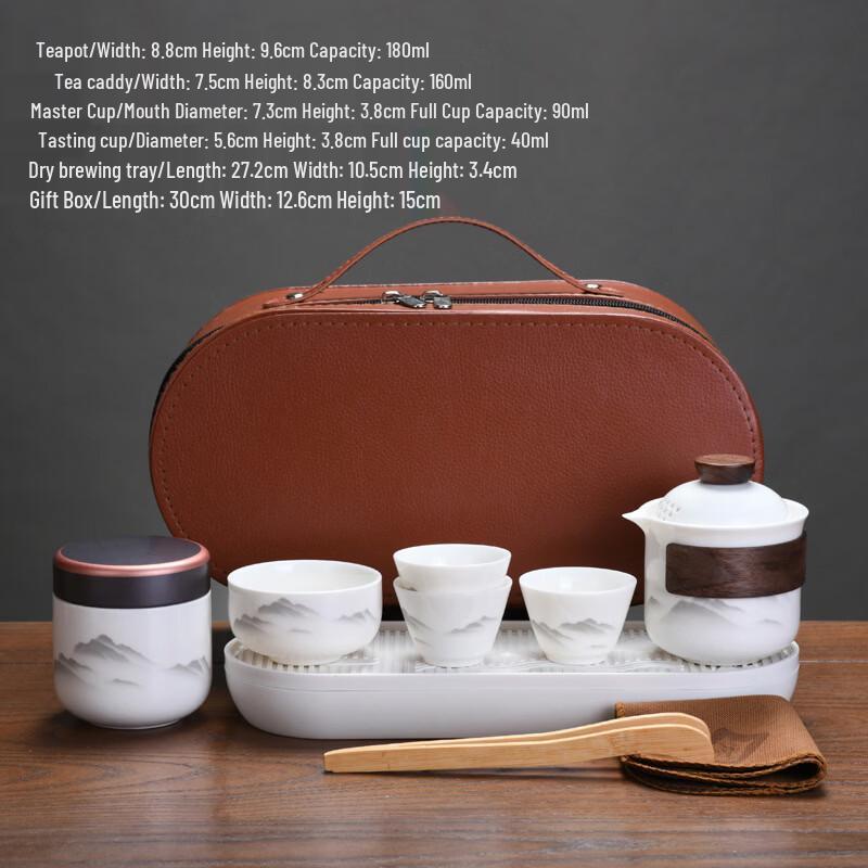 Mingzhanxuan White Porcelain Portable Tea Set