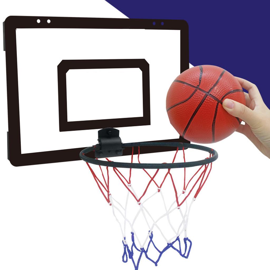 Wall Mounted Basketball Hoop Number 7 Basketball Hoop Kit for Indoor Outdoor Boys Girls Teens Black