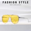 Double Bridge Sunglasses Oversized Polygonal Frame Fashion-Forward UV400 Shades Retro Modern Unisex Sun Glasses for Streetwear Outdoor
