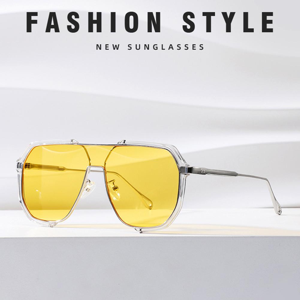 Double Bridge Sunglasses Oversized Polygonal Frame Fashion-Forward UV400 Shades Retro Modern Unisex Sun Glasses for Streetwear Outdoor