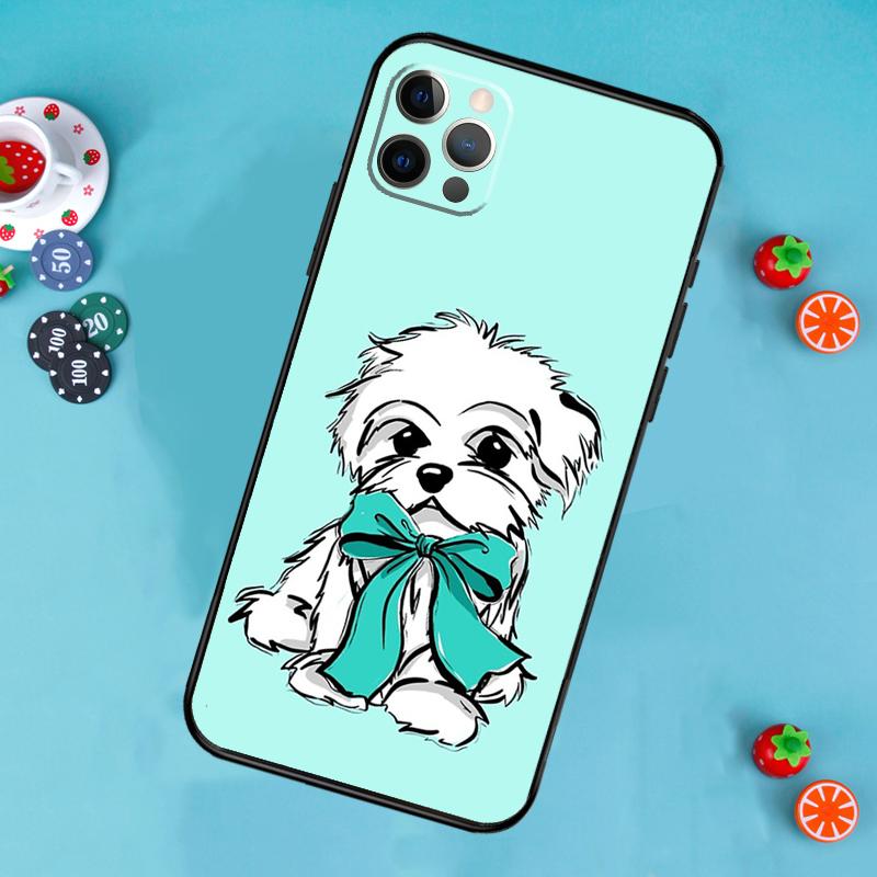 Cartoon Maltese Dog Phone Case For iPhone 17 Air 13 16 15 11 12 14 Pro Max 13 12 mini 15 16 Plus 16e Cover Funda