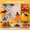 Creative Halloween Decorative Wooden Tabletop Ornament Featuring Spring Bat Pumpkin And Skull Design