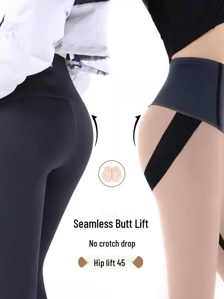 Women's Zipper Abdomen Control Shark Skin Pants: Plus Velvet, Thick Warm Button-Up Yoga Base Layer for Autumn/Winter.