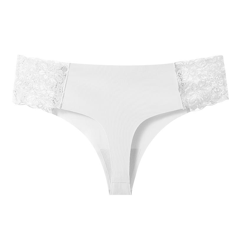 Damskie Seksowne Koronkowe Szycie Jednokolorowe Lodowy Jedwab Bezszwowe Niskiej Talii Trójkątne Majtki