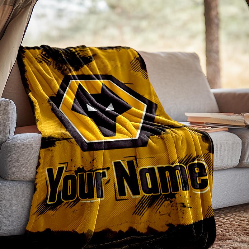 Custom Name Wolves Football Throw Blanket - Perfect for Couch, Bed, Office, and outdoor Travel - Ideal Gift for Christmas & Holidays
