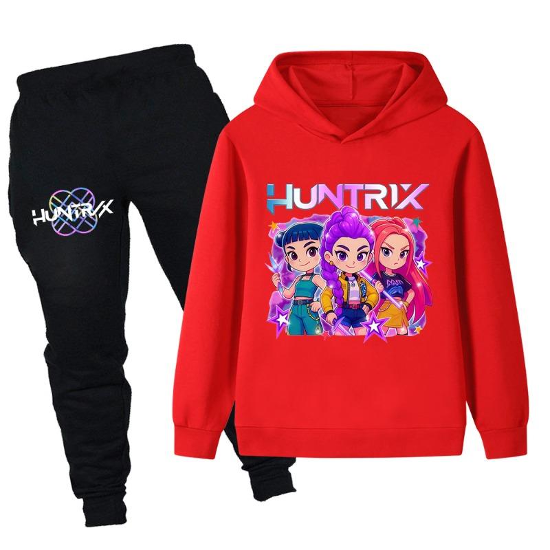 Winter Casual Comfortable Witch Hunting Group Printed Children's Set Hooded Sweatshirt Set