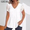 Women's Fashion Casual V-Neck Short Sleeve Blouses & Shirts