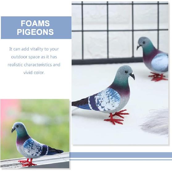 Fake Bird Statue 2Pcs Artificial Pigeon Fake Foam Birds Figurine Realistic Dove Birds Statue Garden Landscape Lawn Backyard Decoration (Grey)