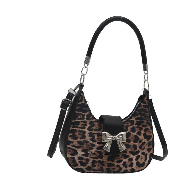 

Сумка-тоут с леопардовым принтом и корейским бантом для женщин, новая модная сумка под мышкой, модная высококлассная одноплечевая сумка кроссбоди