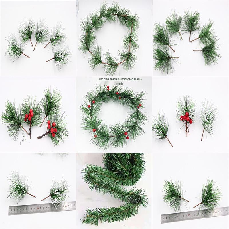 Artificial Pine Needle Greenery & Red Berry Bouquet for Holiday DIY & Gift Packaging