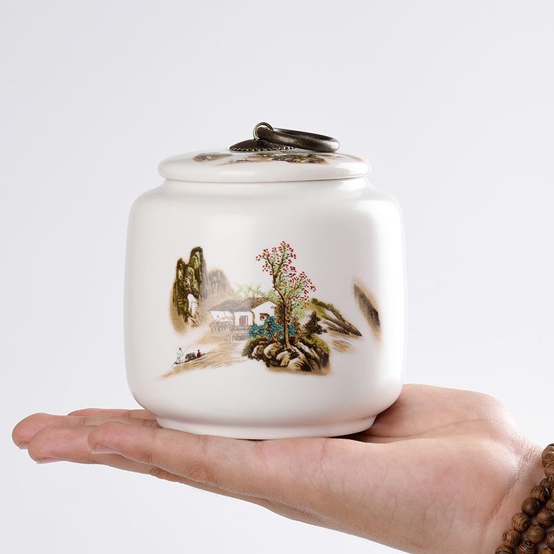 Small Ceramic Tea Caddy: Moisture-Proof, Sealed White Porcelain Jar