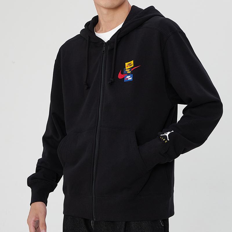Air Jordan Logo Embroidered Hooded Sports Jacket Men Outerwear Black DH7727-010