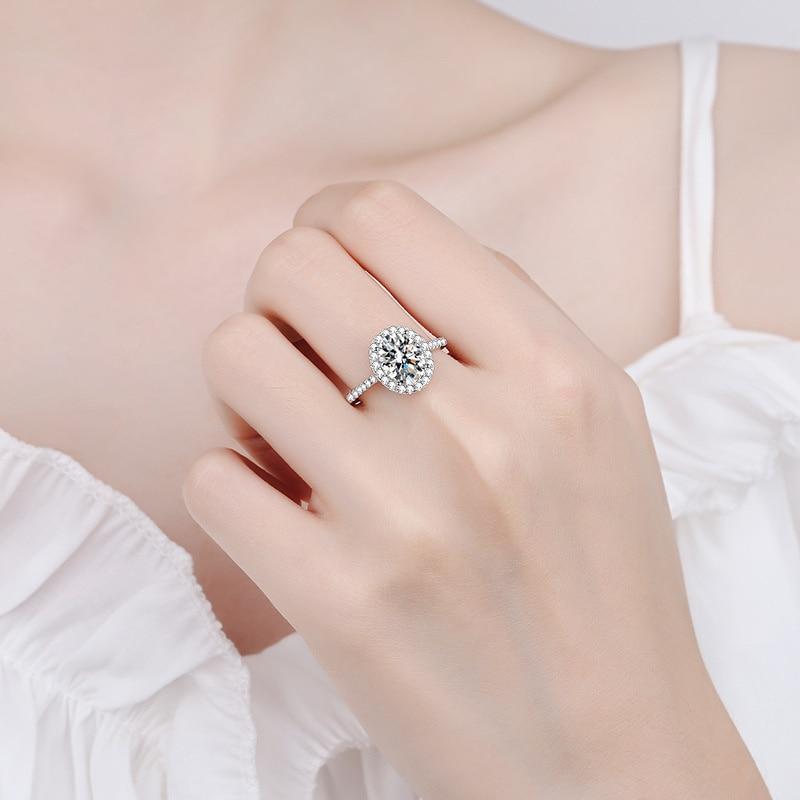 Bague Ringen New 100% 925 Sterling Silver 1 Or 2CT Oval Moissanite Gemstone Engagement Rings Fine Jewelry Diamond Rings For Women