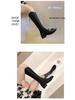 V-Mouth Knee-High Women's Knight Boots, 2025 Spring/Autumn, Low-Heel Chunky High-Leg Winter Martin Boots