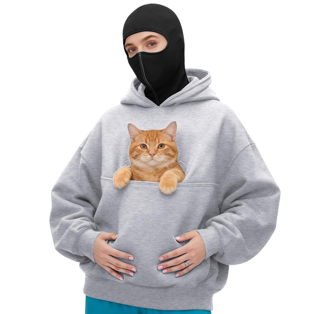 Unisex Street Style Double-Layer Hooded Zipper Jacket with Face-Covering Mask Design