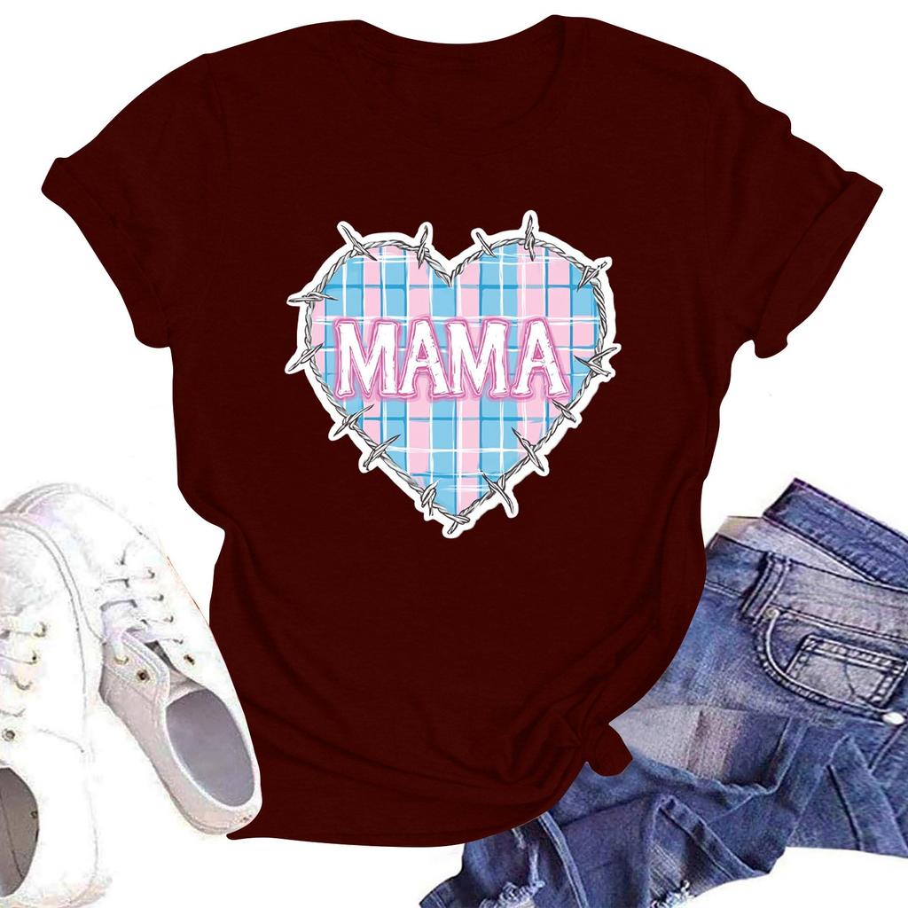 Dámské tričko s kulatým výstřihem pro volný čas s potiskem a krátkým rukávem