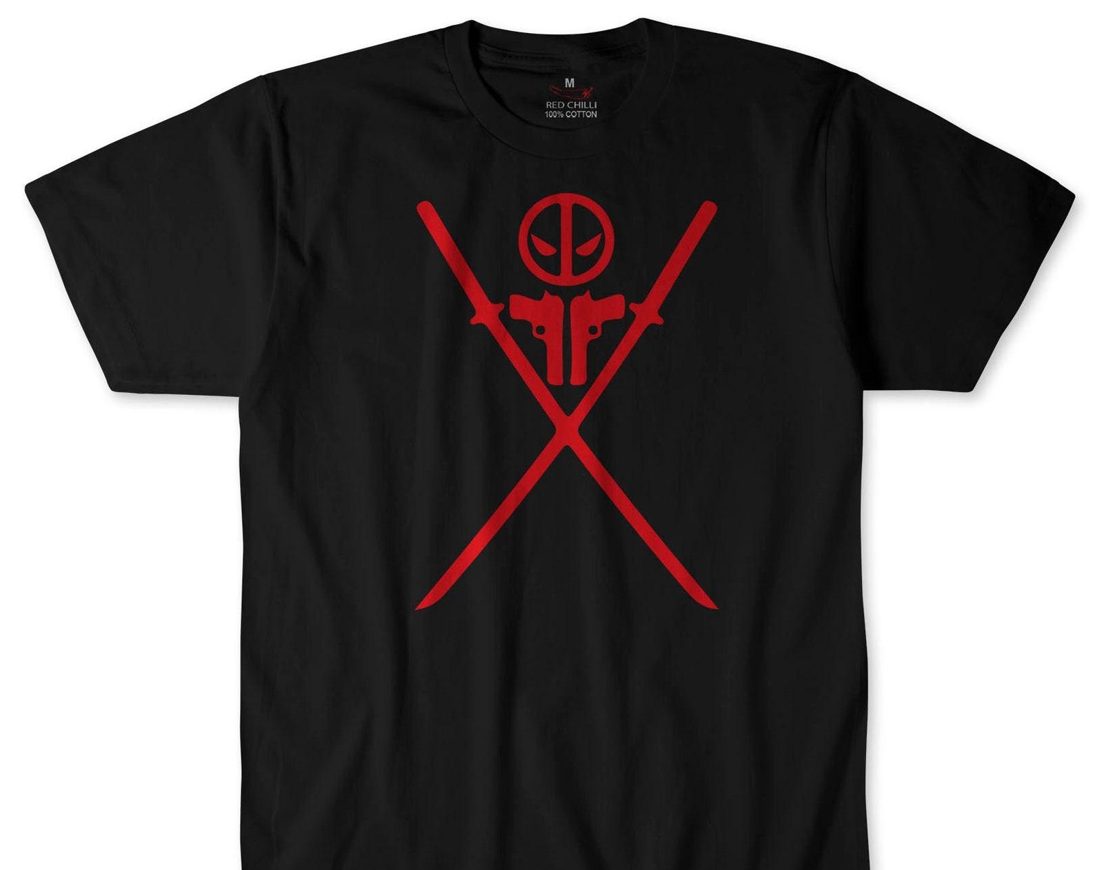 Deadpool Guns Inspired T-shirt XL