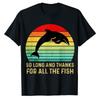 So Long and Thanks for All The Fish Vintage T-Shirt Sunset Dolphin Hitchhikers Guide To The Galaxy Graphic Tee Sci Fi Casual Top