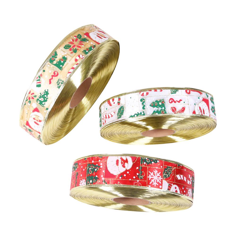 Festive 10 Meter Christmas Santa Snowman Decorative Ribbon For Holiday Gift Wrapping