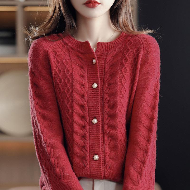 Retro Twisted Knitted Cardigan Jacket Women's Spring and Autumn Loose Temperament Sweater