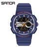 Sanda Trendy Cool Multifunctional Waterproof Electronic Couple Watch with Detachable Strap