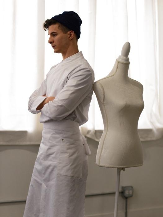 a.mont side big pocket waist apron #AA1957 white FREE