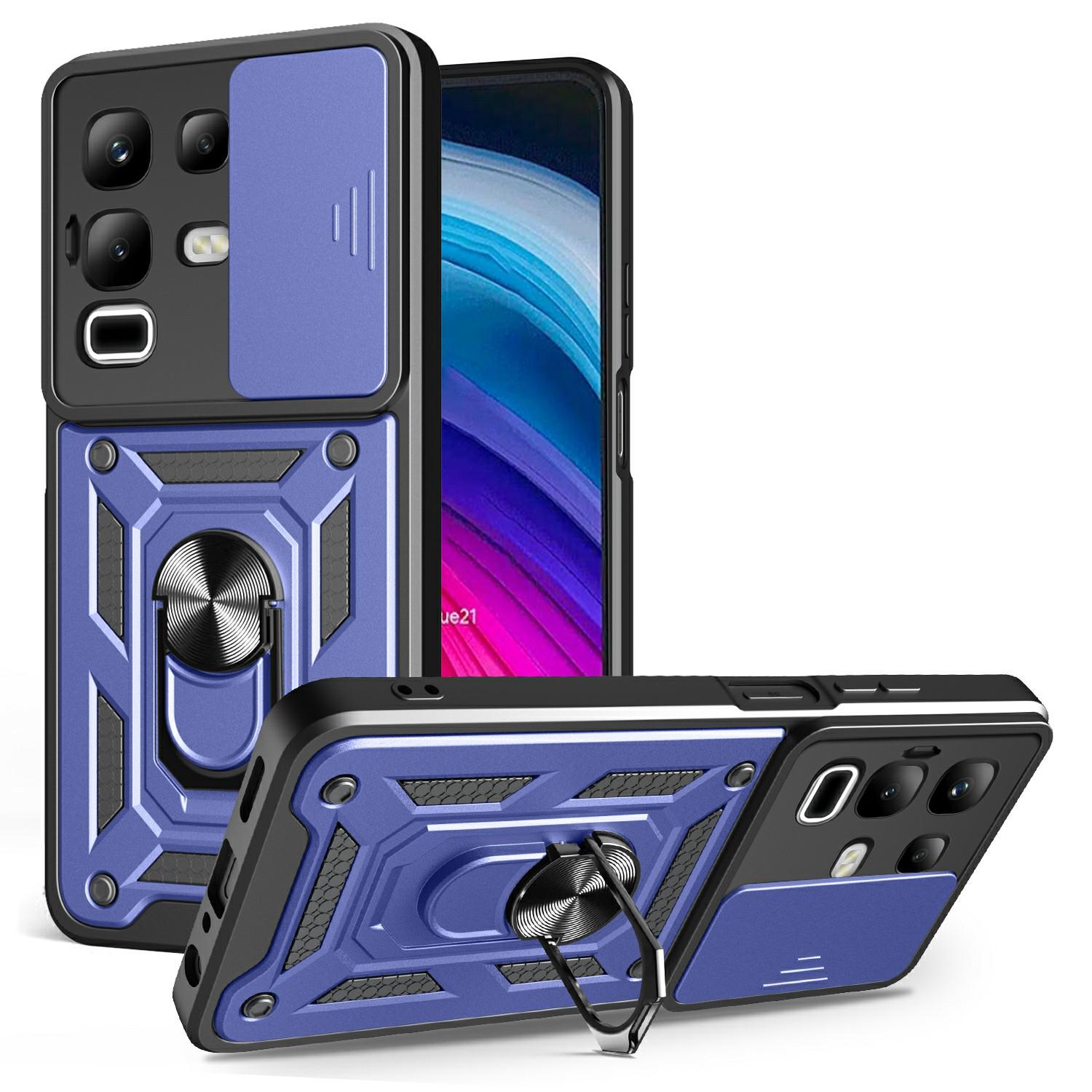 

For Infinix Note 50x 5G Case with Slide Camera Lid PC+TPU Kickstand Phone Cover Blue