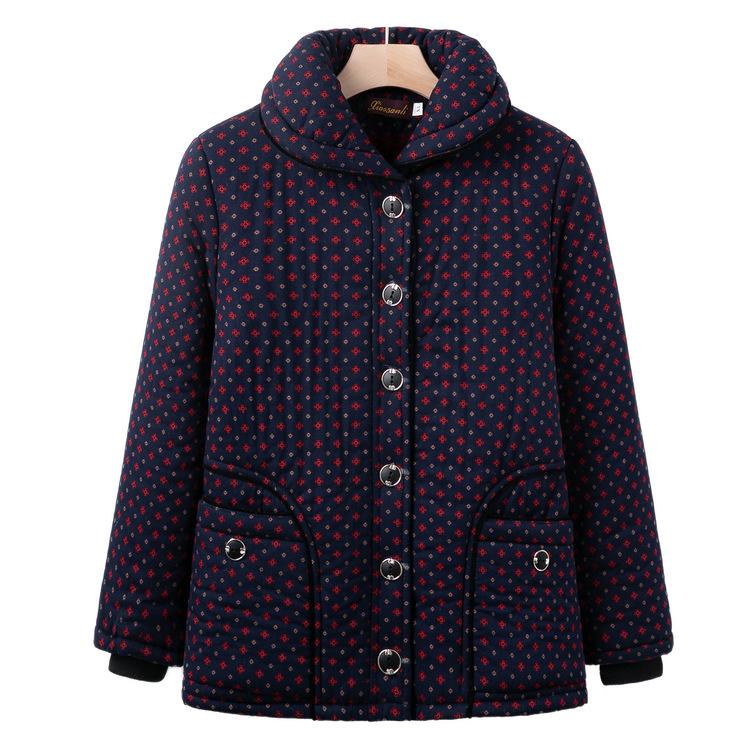 Elderly Winter Clothes New Plus Velvet Padded Coat Grandma Hooded Cotton-padded Jacket Women's Warm Soft Cotton-padded Jacket Mother Coat