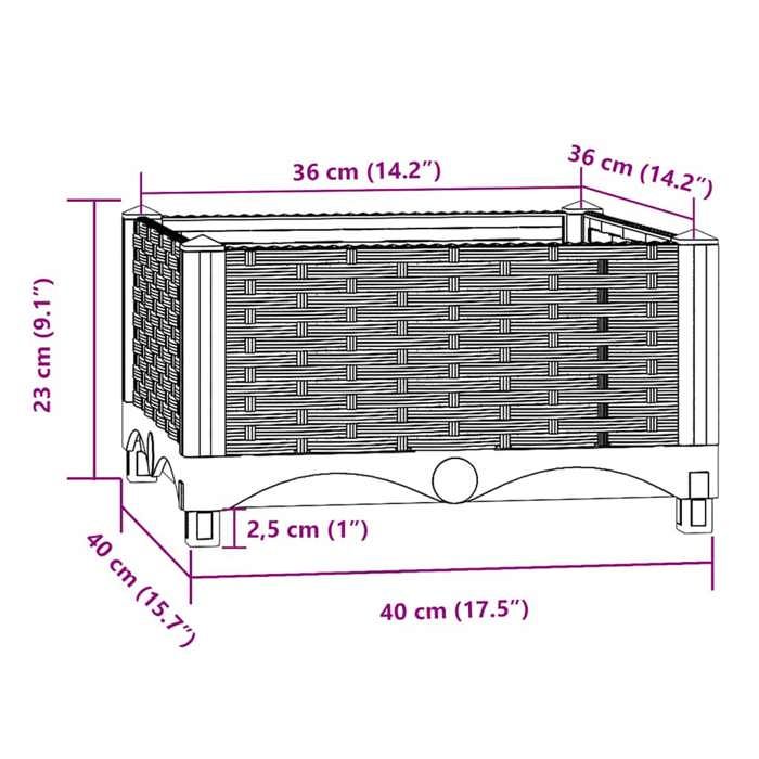 VidaXL Lit surélevé 40x40x23 cm Polypropylène