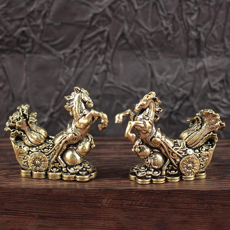 Bronze Horse Desktop Decoration Living Room Tea Table Sculpture Metal Craft Home Decorations Chinese Zodiac Horse Statue