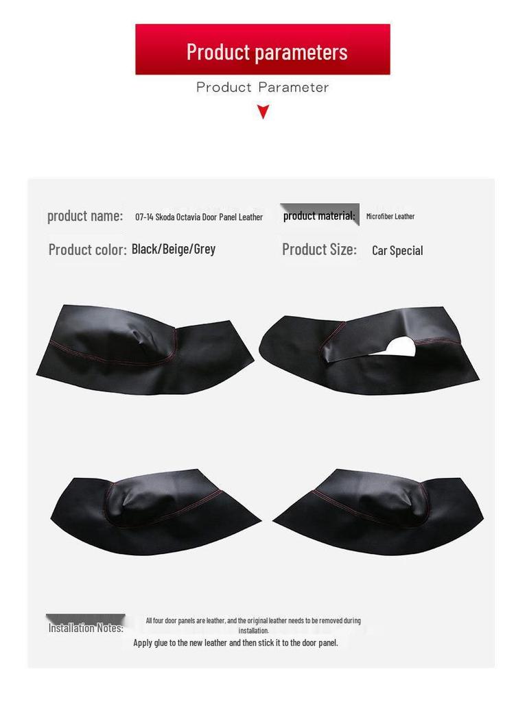 Leather Door Panel Wrap for Skoda Octavia (2007-2014) - Interior Armrest Modification