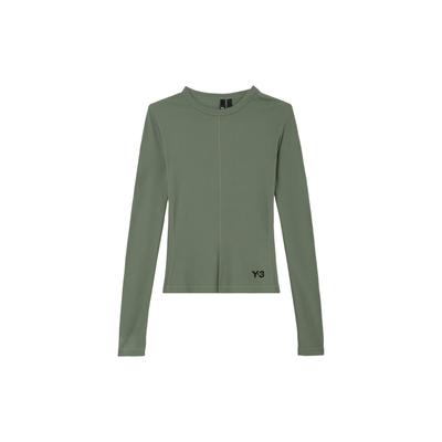 Fitted Long Sleeve Tee Women Tops Gray Stone-Green IP7683