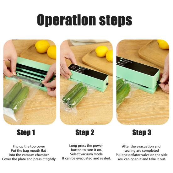 Sigilator Alimentar cu Vid Afișaj Digital 60kPa Aspirație Puternică Moduri Multiple