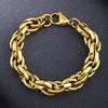 New 316L Stainless Steel Geometric Thick Chain Bracelet Bangles for Women Trendy 18K Gold Plated Waterproof Jewelry Gift