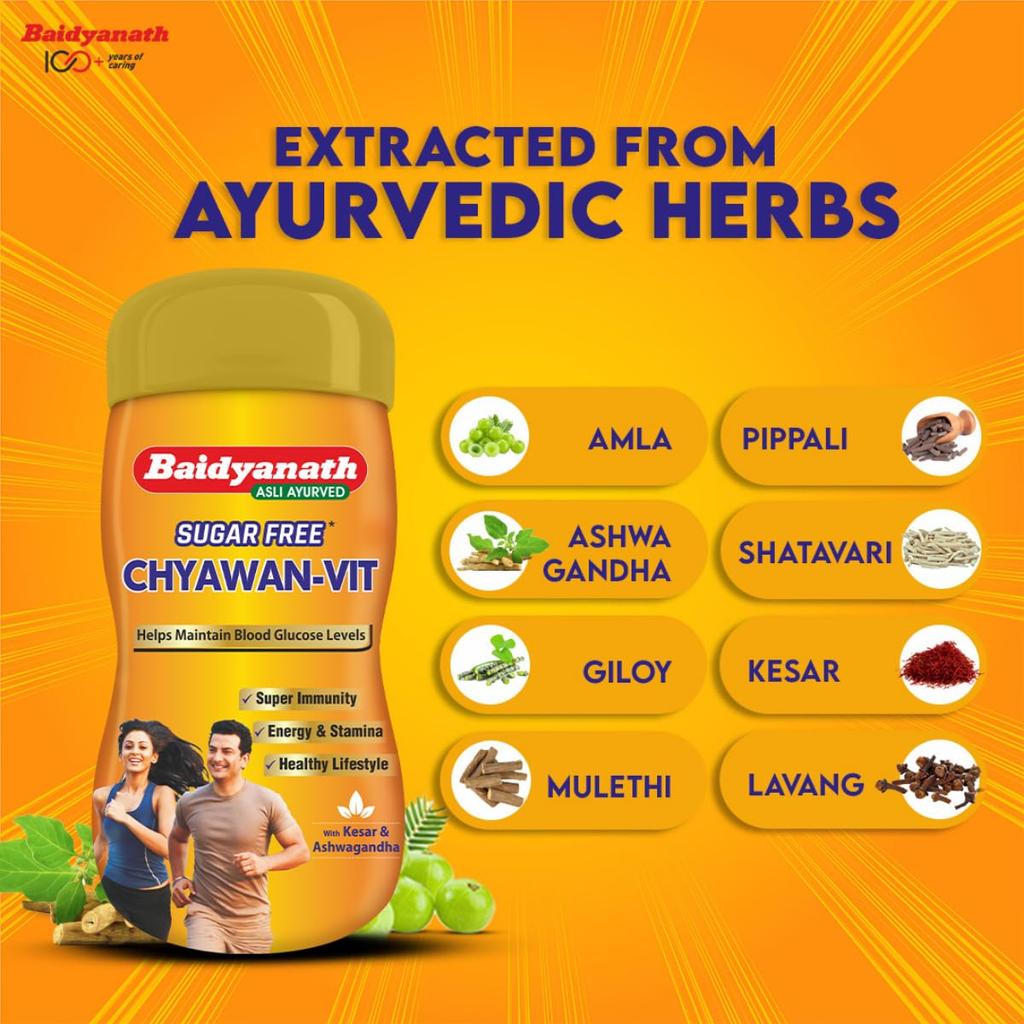 Baidyanath Chyawan Vit Sugarfree Chyawanprash 500g | Boost Immunity & Enhance Strength Stamina In Adults