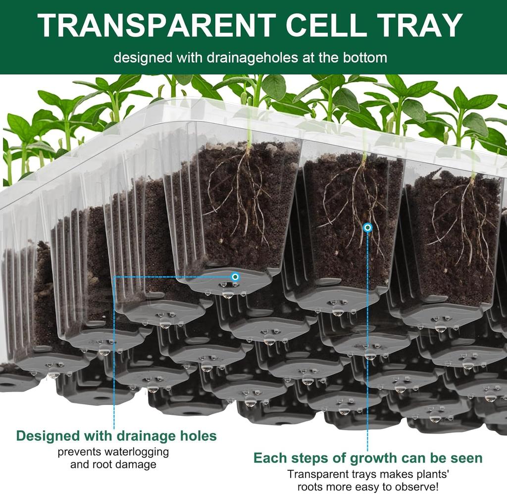 24/48 Holes Seedling Tray Kit with Adjustable Ventilation Lid Seed Starter Germination Box for Balcony Indoor Planting Transpla