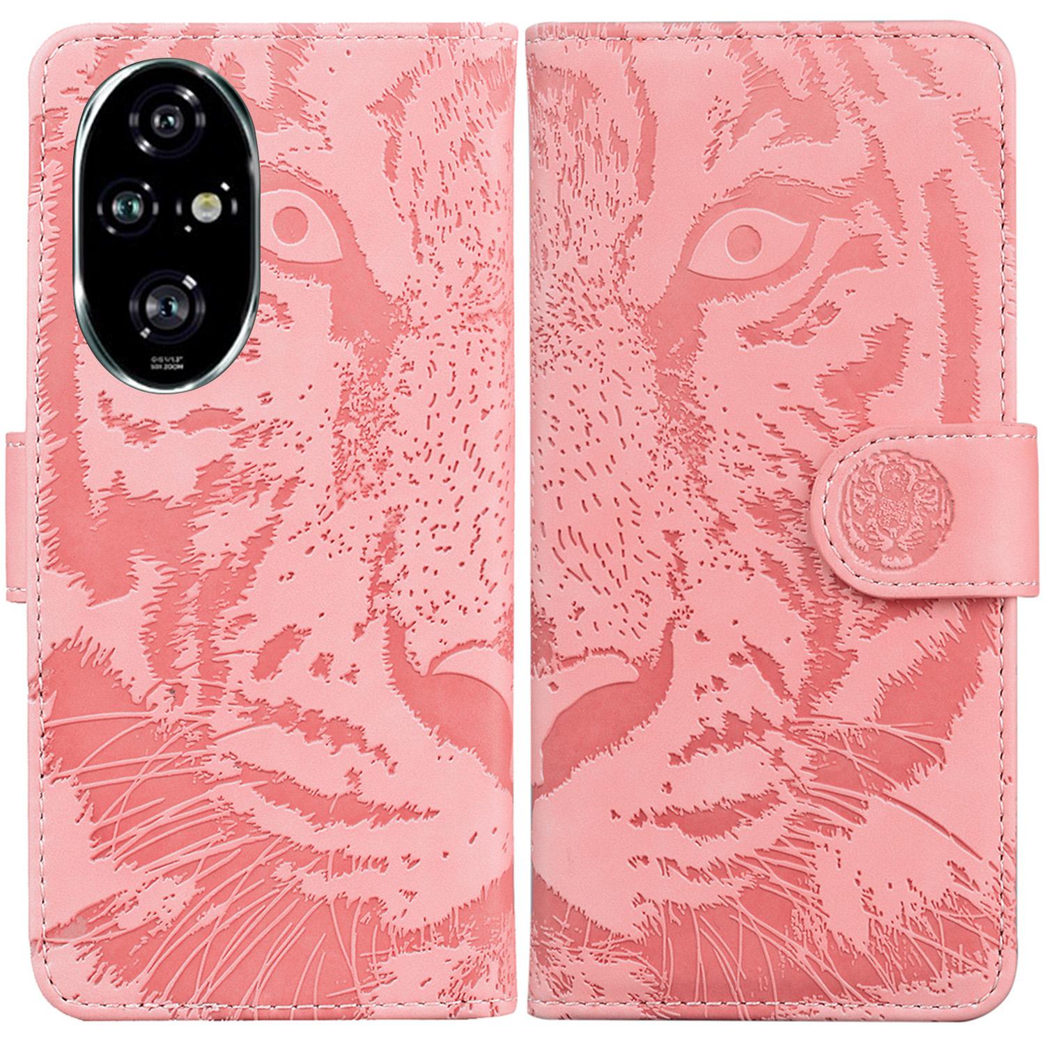 

For Honor 200 Pro 5G Shockproof Case Tiger Imprint Leather Wallet Phone Cover F