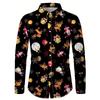 Men's Long Sleeve Printed Christmas Shirt Fashionable Lapel Holiday Versatile Shirt