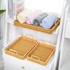 Retro Style Woven Serving Basket Woven Handheld Plastic Rattan Storage Tray  Kitchen Storage