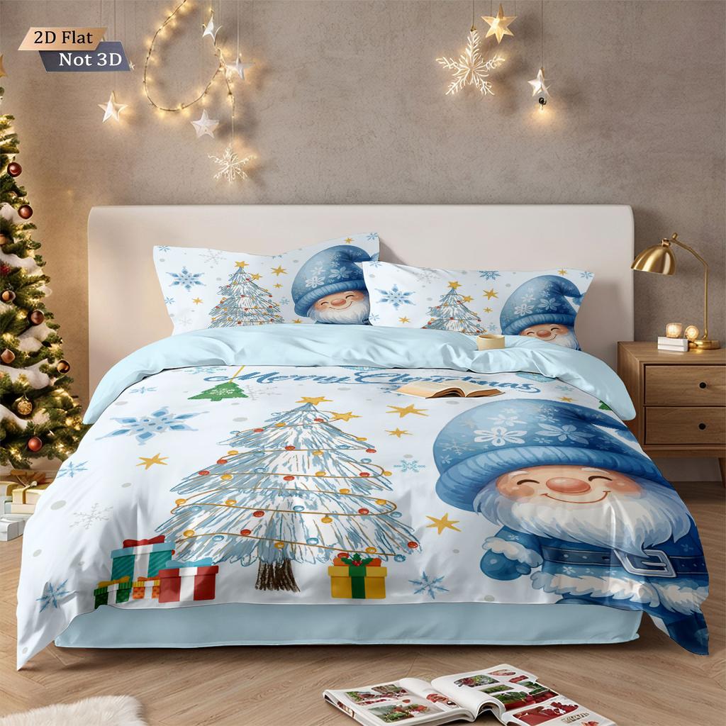 3pcs Merry Christmas Blue goblin print coreless duvet cover set multi size dormitory bedding holiday decoration machine washable