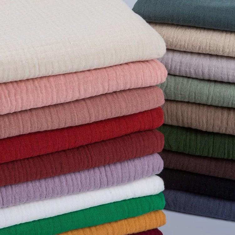 100% Cotton Crinkle Gauze Fabric with Crinkle and Gauze Print