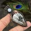Rainbow Moonstone Gemstone Copper Wire Wrap Jewelry Pendant 2.64"