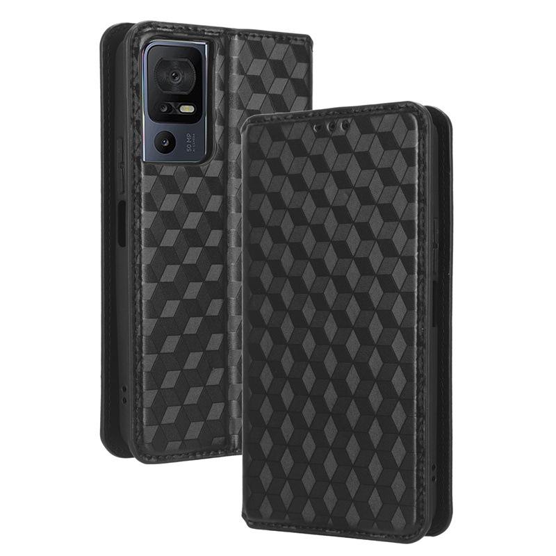 TCL 40SE Leather Phone Case: Magnetic 3D Texture, Card Slot, Stand Function, Wallet Style