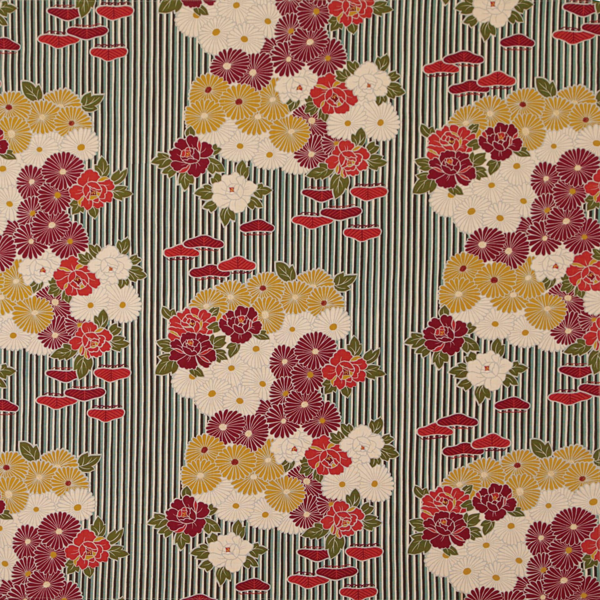 

Noren Large Furoshiki (100cm x 30cm Wide) (Retro Flower Line Blue) - Made in Japan, 100% Cotton, Machine Washable, Multi-Purpose Wrapping, Interior