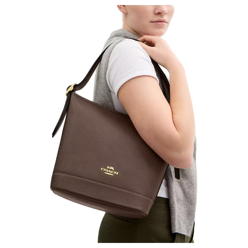 Coach Jude 22 Logo Leather Shoulder Bag Small Women Shoulder Bag Brown CBH18-IMV2R