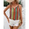 Damen Boho Streifenprint V-Ausschnitt Ärmelloses Cami-Top