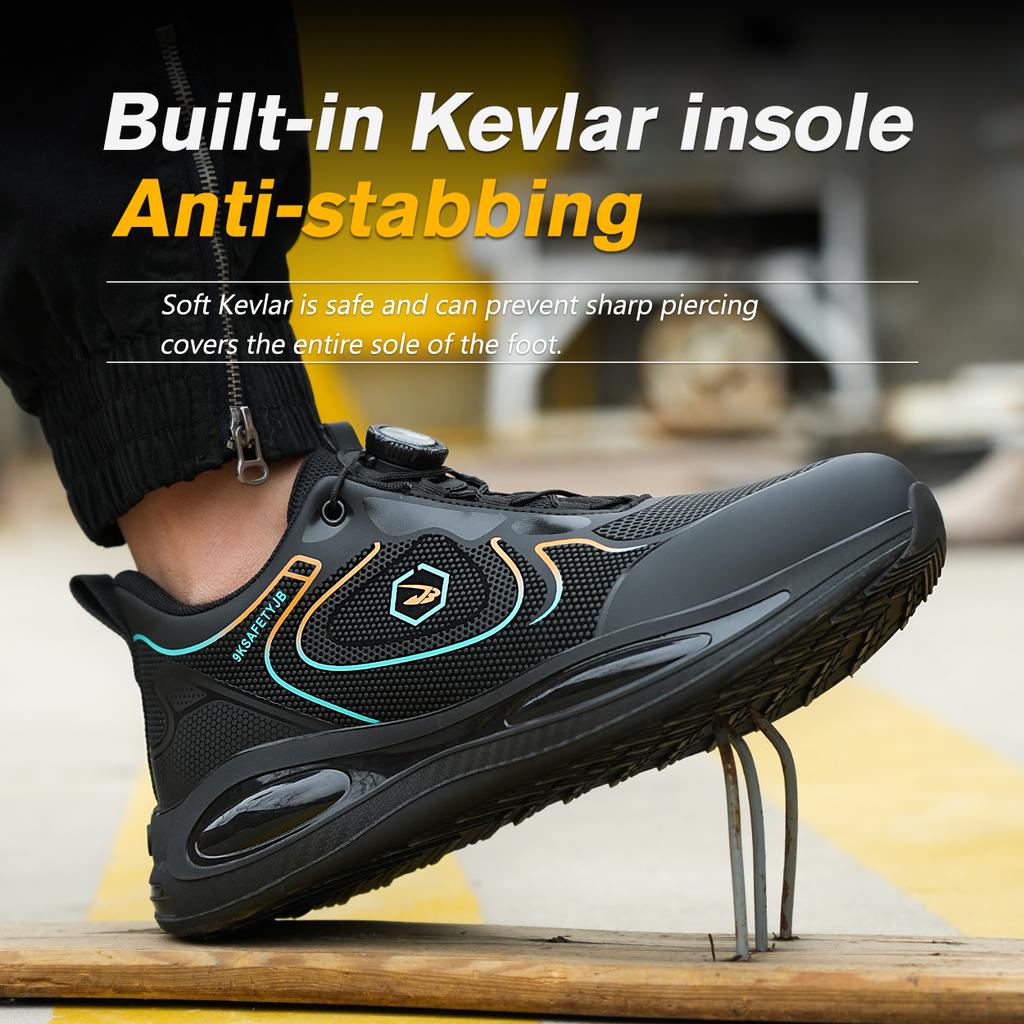 Neue wasserdichte Herren-Sicherheitsschuhe Stahlkappe Sneaker Drehschnalle Durchstichsichere Arbeits-Sicherheitsstiefel Mann Luftkissen Arbeitsschuh